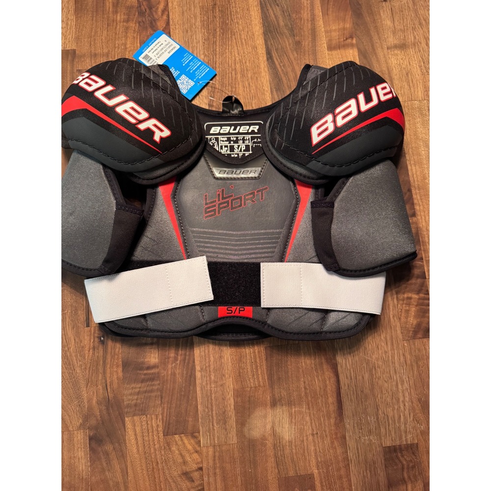 Bauer Lil Sport Junior Hockey Shoulder Pads Black Red Grey S18 1054326 Size Sm